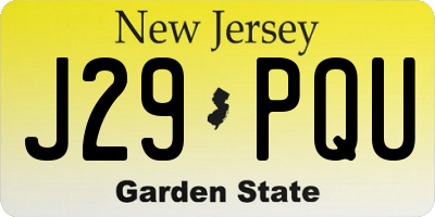 NJ license plate J29PQU