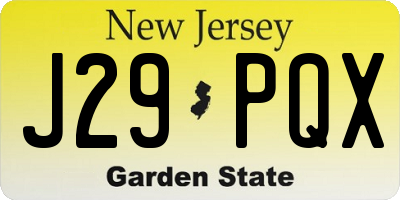 NJ license plate J29PQX