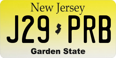 NJ license plate J29PRB