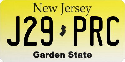 NJ license plate J29PRC