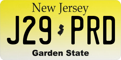 NJ license plate J29PRD