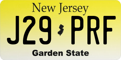NJ license plate J29PRF