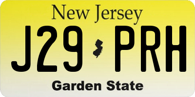 NJ license plate J29PRH