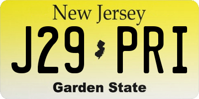 NJ license plate J29PRI