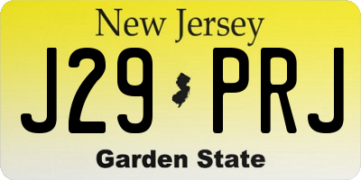 NJ license plate J29PRJ