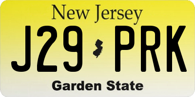 NJ license plate J29PRK
