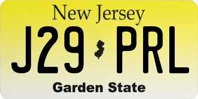 NJ license plate J29PRL