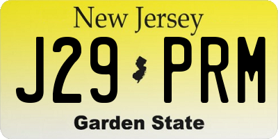 NJ license plate J29PRM