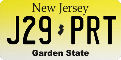 NJ license plate J29PRT