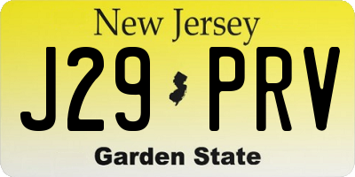 NJ license plate J29PRV