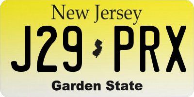 NJ license plate J29PRX