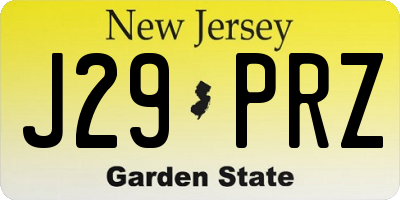 NJ license plate J29PRZ
