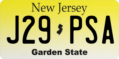 NJ license plate J29PSA