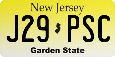 NJ license plate J29PSC