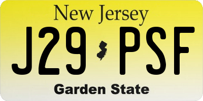 NJ license plate J29PSF