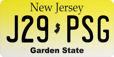 NJ license plate J29PSG
