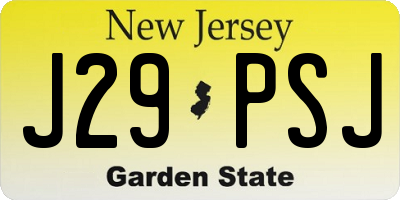 NJ license plate J29PSJ