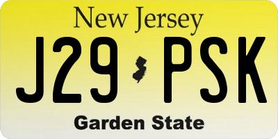 NJ license plate J29PSK