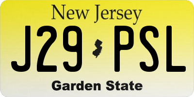 NJ license plate J29PSL