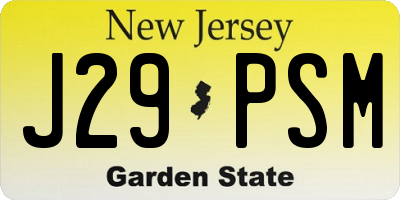 NJ license plate J29PSM