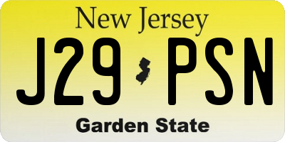 NJ license plate J29PSN