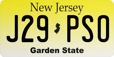 NJ license plate J29PSO