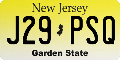 NJ license plate J29PSQ