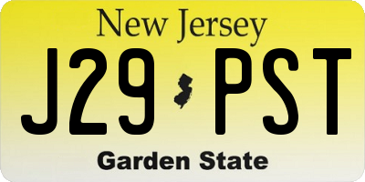 NJ license plate J29PST