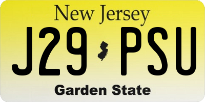 NJ license plate J29PSU