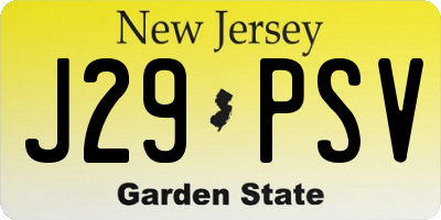 NJ license plate J29PSV