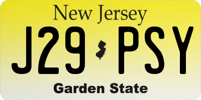 NJ license plate J29PSY