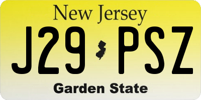 NJ license plate J29PSZ