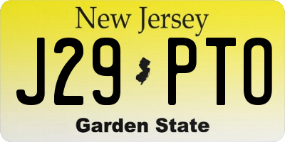 NJ license plate J29PTO