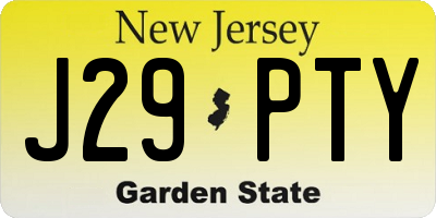 NJ license plate J29PTY