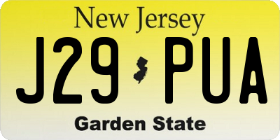 NJ license plate J29PUA