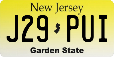 NJ license plate J29PUI