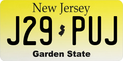 NJ license plate J29PUJ