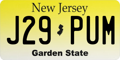 NJ license plate J29PUM