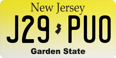 NJ license plate J29PUO