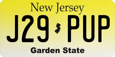 NJ license plate J29PUP