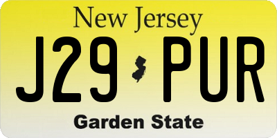 NJ license plate J29PUR