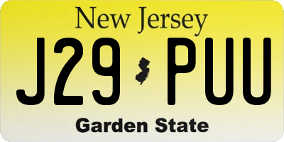 NJ license plate J29PUU