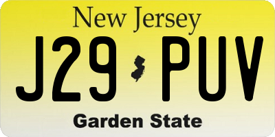 NJ license plate J29PUV