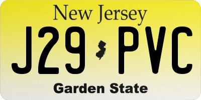 NJ license plate J29PVC