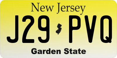 NJ license plate J29PVQ