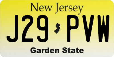 NJ license plate J29PVW