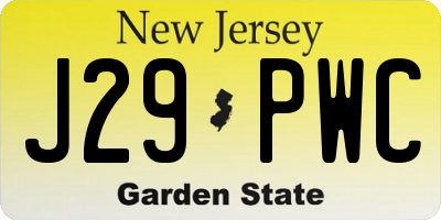 NJ license plate J29PWC