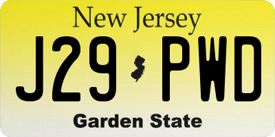 NJ license plate J29PWD