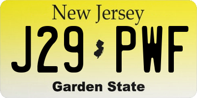 NJ license plate J29PWF