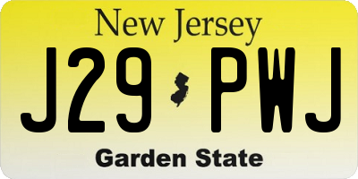 NJ license plate J29PWJ